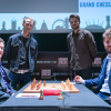 Levon Aronian, Robert Emms (Fischer), Ronan Raftery (Spassky) and Magnus Carlsen [Photography courtesy of London Chess Classic]